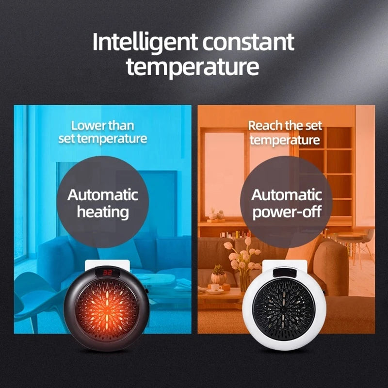 Electric Heater Portable Ptc Ceramic Hot Air Fan Household Desktop  Wall Mounted Round Home Mini Appliances Winter Heater - Idrilay 