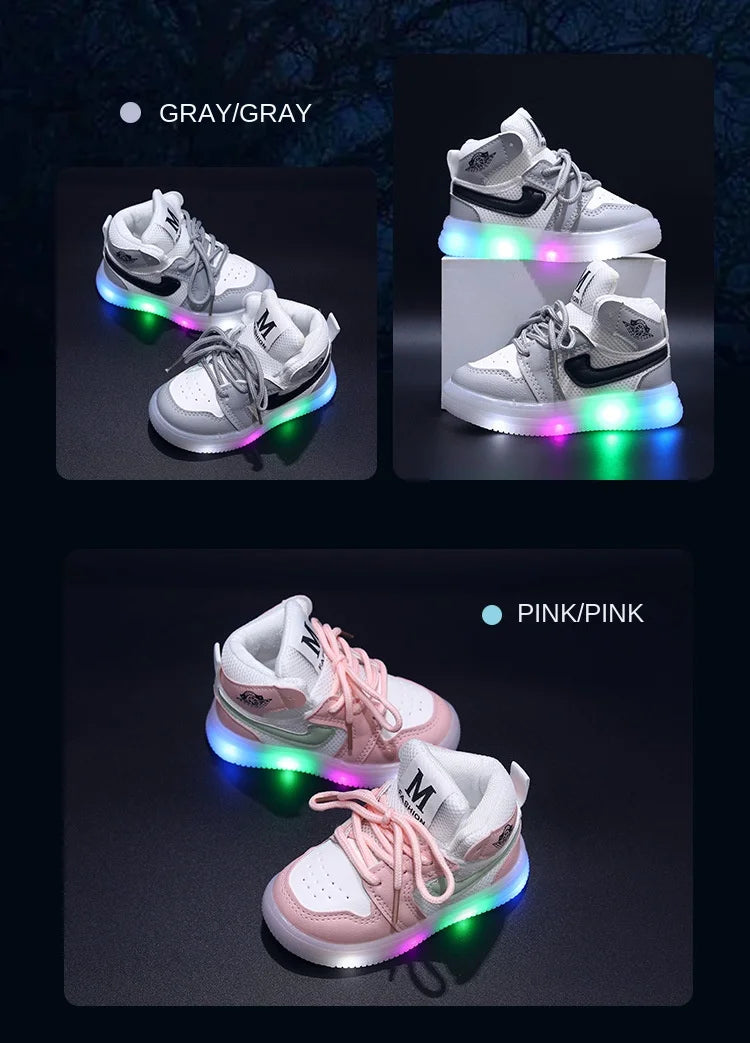 Boys Glowing Light Toddler Sneakers Children's Luminous Shoes Little Girls Board Sneakers Girls Shining Light Mesh Casual Shoes
