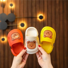 Two-Styles Baby Summer Shoes Cute Bear Baby Sandals Beach Bathroom Toddler Boys Girls Anti-slip Slippers Newborn Infant Sandals