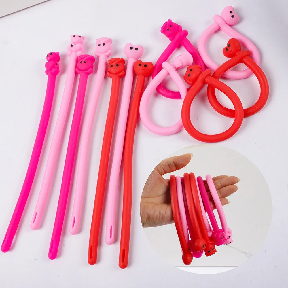 12Pcs Sweet Heart Love Slap Bracelets Valentine's Day Wristbands for Wedding Birthday Party Favors Valentine Anniversary Gift - Idrilay 