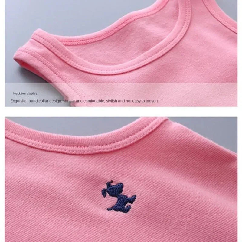 Fashion Children T-shirts for Girls Candy Color Baby Boys Graphic Tee Cotton Vest Tops Kids Summer Clothes Sleeveless T-Shirt - Idrilay 