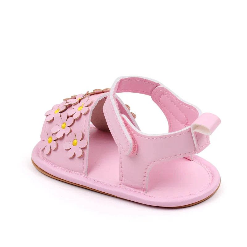 Baby Girl Shoes Cute Flowers Beautiful Sandals Summer Walking Infant Shoes 2024 New Fashion High Quality PU and TPR BHX3195