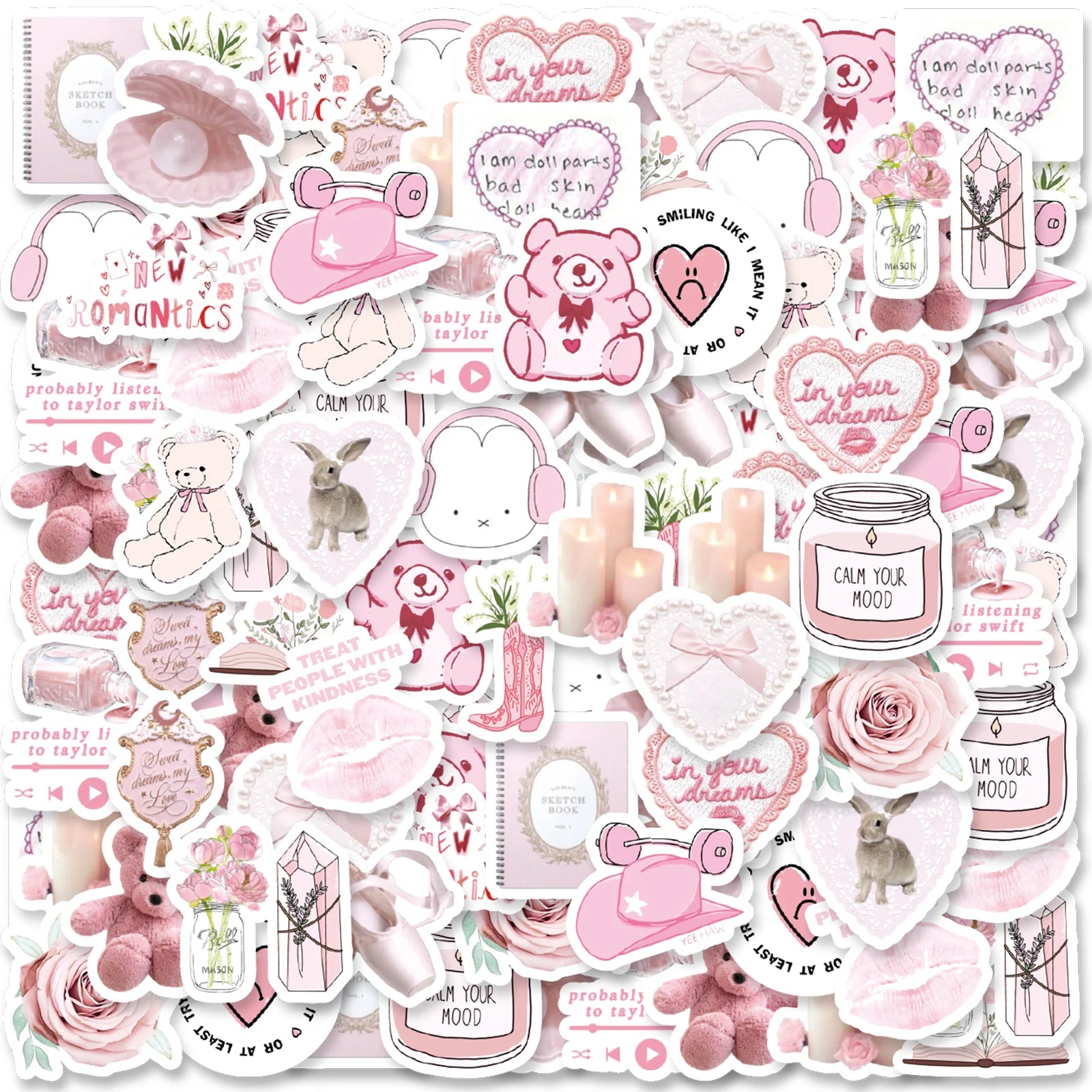 46pcs Valentine's Day Theme Pattern Stickers, Suitable for Valentine Parties, Photo Albums, Notebooks, Phone Cases, Water Bottle - Idrilay 