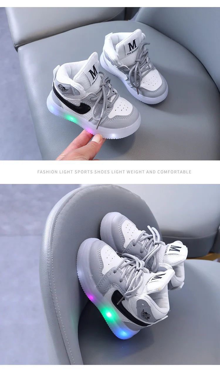Boys Glowing Light Toddler Sneakers Children's Luminous Shoes Little Girls Board Sneakers Girls Shining Light Mesh Casual Shoes
