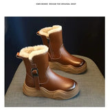2025 New Fashion Winter Kids Faux Fur Boots for Girls Kids Plush Lining Ankle Boots Non-slip Breathable School Shoes - Idrilay 