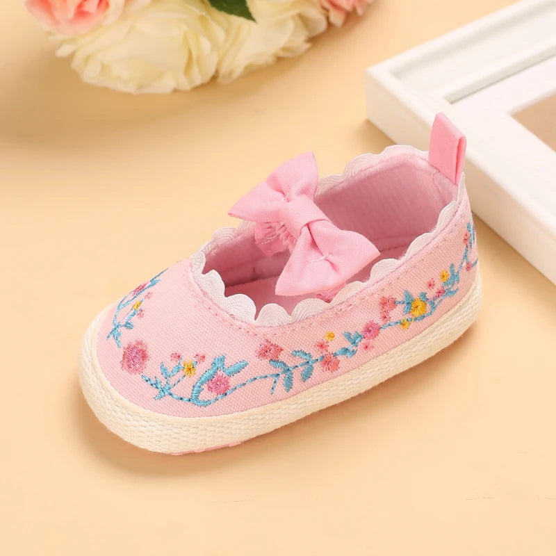 Baby Girl Shoes White Lace Floral Embroidered Soft Shoes Prewalker Walking Toddler Kids Shoes First Walker