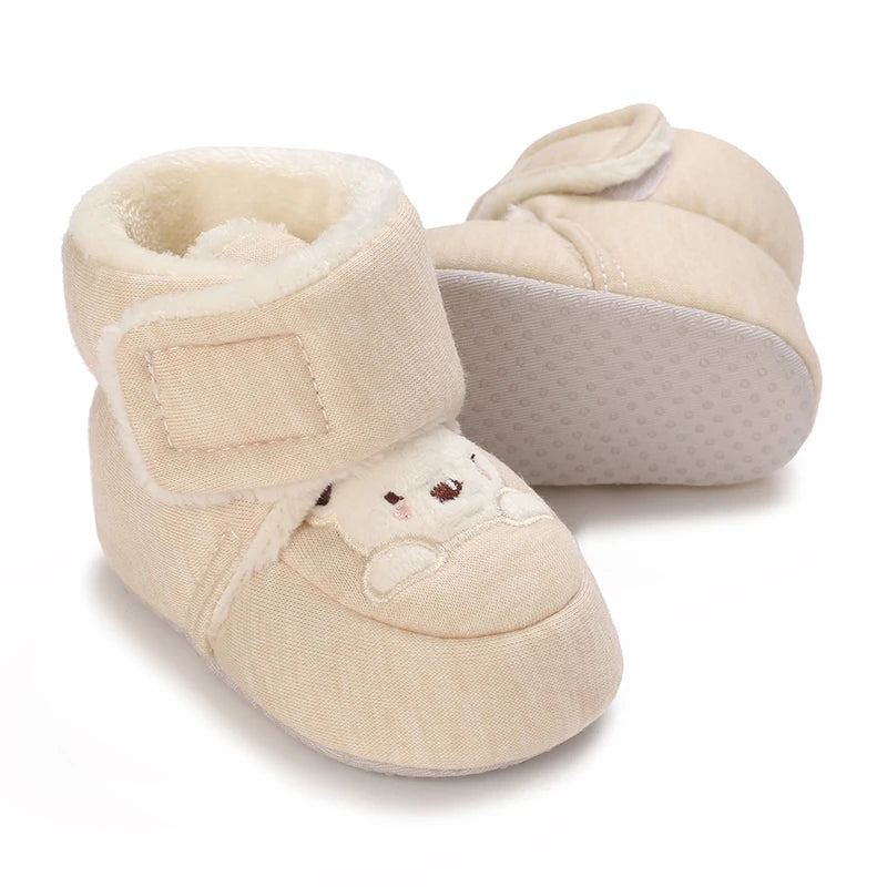 0-18M Lovely Warm Design Baby Girl Boy Toddler First Walkers Baby Shoes Soft Slippers Cute Shoes Winter Non-Slip Baby Warm Shoes