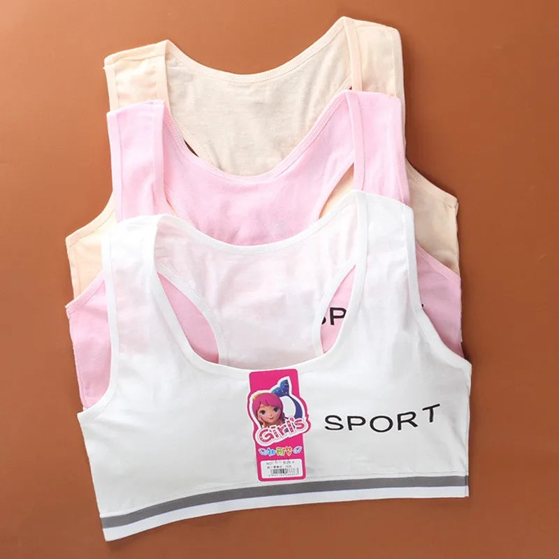 8-18Y Teenage Girls Training Bras Panties Student Kids Cotton Underwear Sets Young Children Padded Bra Vest+Panties Underclothes