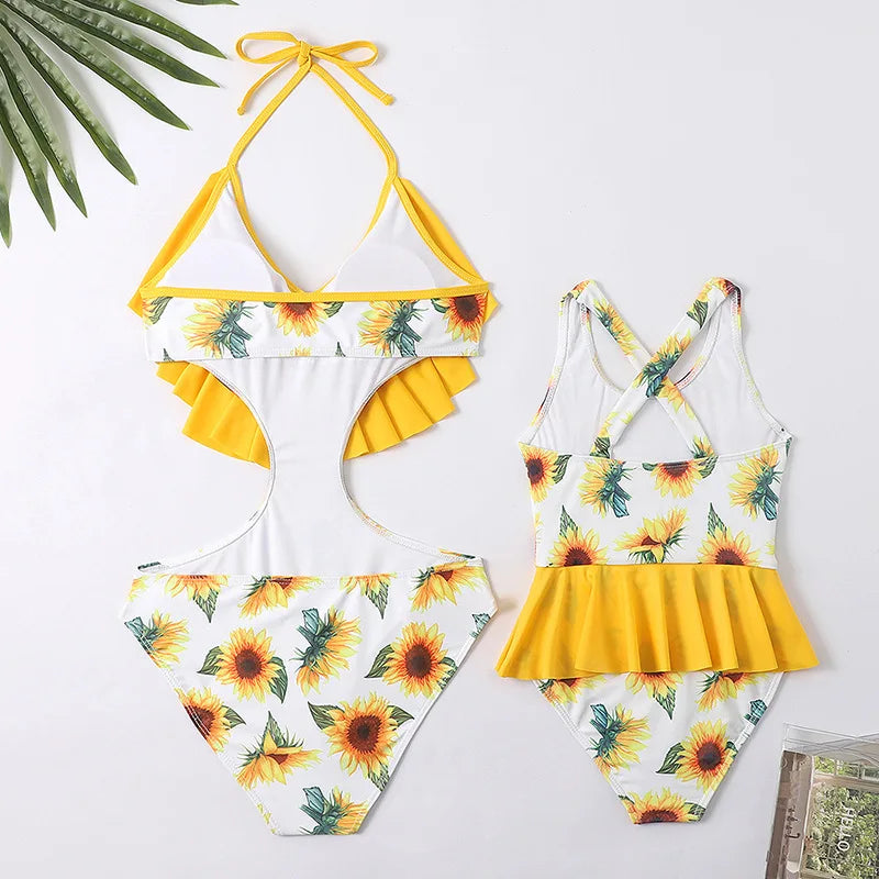 Mother Kids Girls Swimsuit Swimming Clothing Women Beach Bikini Bathing Suit Family Matching Swimwear Mummy Daughter Beachwear