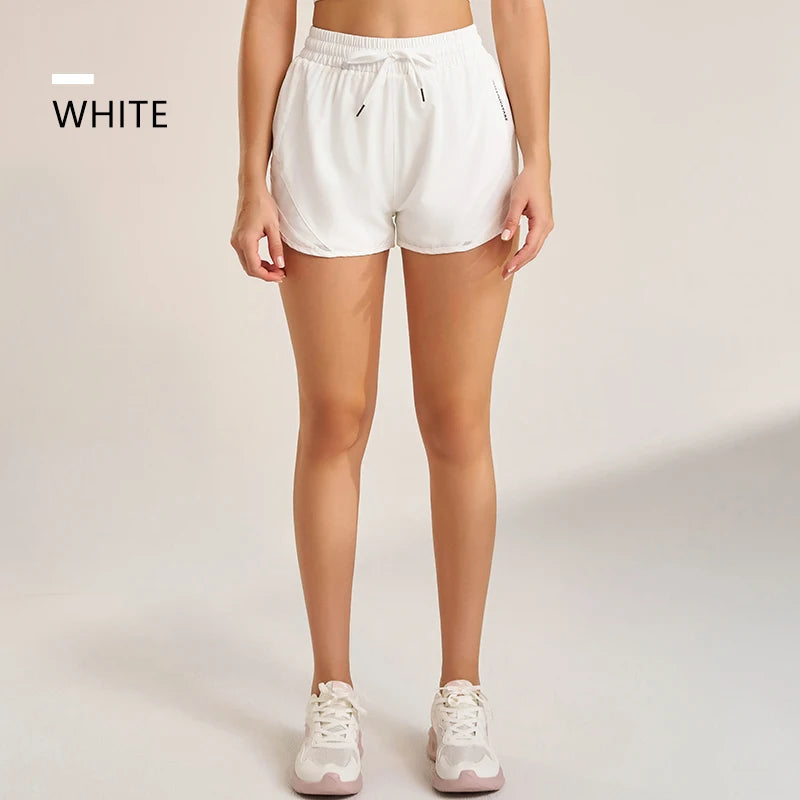 Sports shorts women's yoga fitness high waist loose three-quarter pants high elastic quick-drying breathable anti-glare - Idrilay 