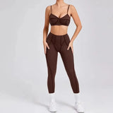 Yoga Sports Fitness Sets High Waist Hip-lifting Trousers Open Back Bra Suit Casual Running Workout Gym Leggings Sexy Sets Women - Idrilay 