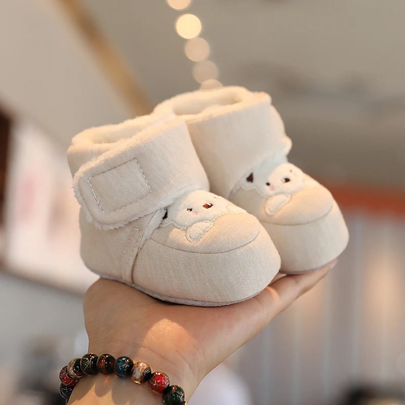 0-18M Lovely Warm Design Baby Girl Boy Toddler First Walkers Baby Shoes Soft Slippers Cute Shoes Winter Non-Slip Baby Warm Shoes