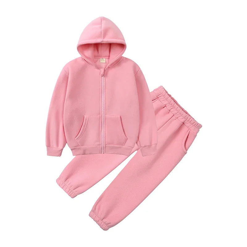 Winter Kids Clothing Sets Children Clothes Set Zipper Sports Wear Fleece Girls Sweatsuit Kids Winter Clothing Sets - Idrilay 
