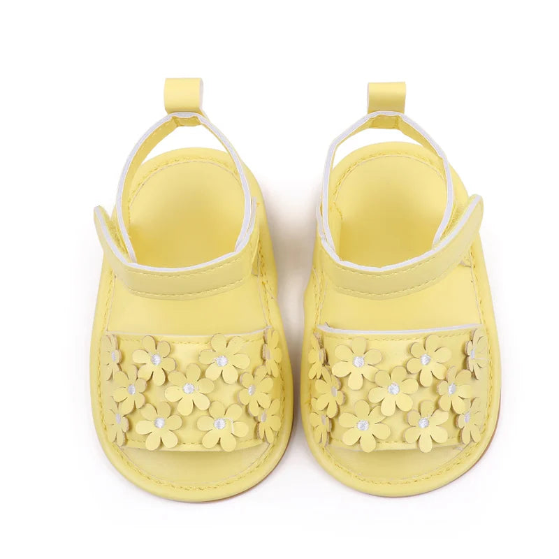 Baby Girl Shoes Cute Flowers Beautiful Sandals Summer Walking Infant Shoes 2024 New Fashion High Quality PU and TPR BHX3195