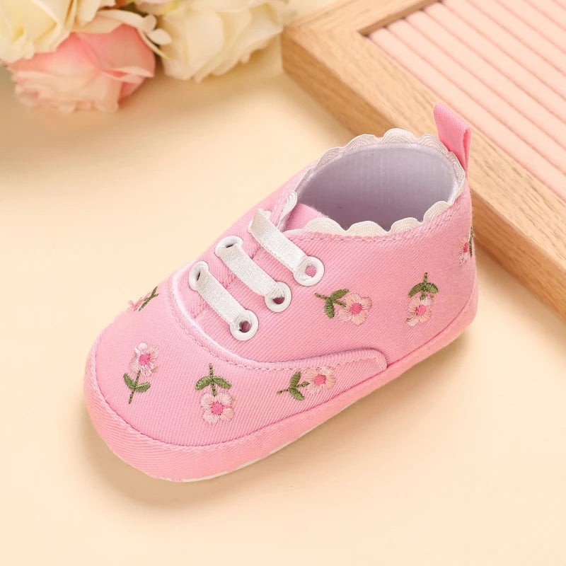 Baby Girl Shoes White Lace Floral Embroidered Soft Shoes Prewalker Walking Toddler Kids Shoes First Walker