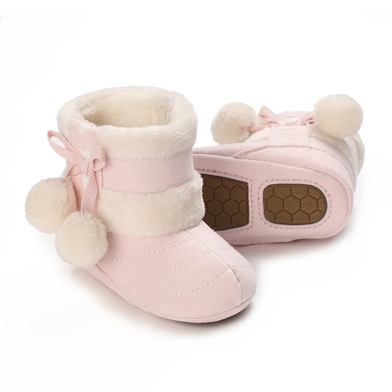 0-18M Lovely Warm Design Baby Girl Boy Toddler First Walkers Baby Shoes Soft Slippers Cute Shoes Winter Non-Slip Baby Warm Shoes