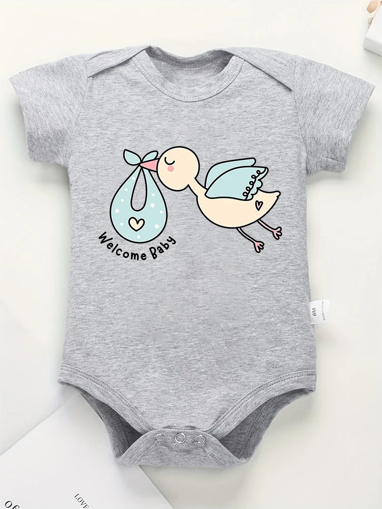 100% Cotton Baby Onesie Welcome Baby Pregnancy Announcement Newborn Boy Girl Clothes Aesthetic Comfy Soft Breathable Bodysuit