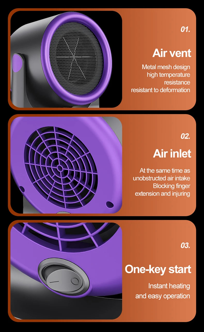 Desktop Heater Dormitory Mini Quick Heating Silent Energy Efficient Household Hot Air Blower Appliances Room Warmer For Office ﻿ - Idrilay 