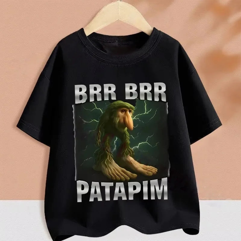 2025 Kids Clothes Funny Italian Brainrot T Shirt Cartoon Graphics Casual Vintage Boys Girls Short Sleeve Top Children's Clothing