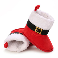 Cute Baby Boy Christmas Boots With Plush Insulation Suitable For 0-1 Year Old Girls Soft Soled and Comfortable Boots The first