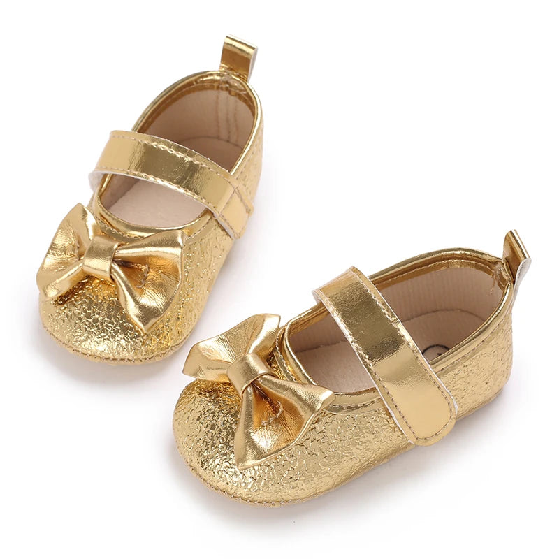 Cute Spring Newborn Golden Baby Shoes Non Slip Cloth Bottom Girl Shoes Elegant Breathable Casual Baby First Walking Shoes 0-18 M