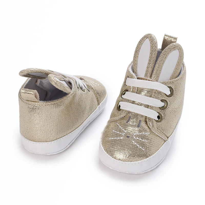 Cute Spring Newborn Golden Baby Shoes Non Slip Cloth Bottom Girl Shoes Elegant Breathable Casual Baby First Walking Shoes 0-18 M