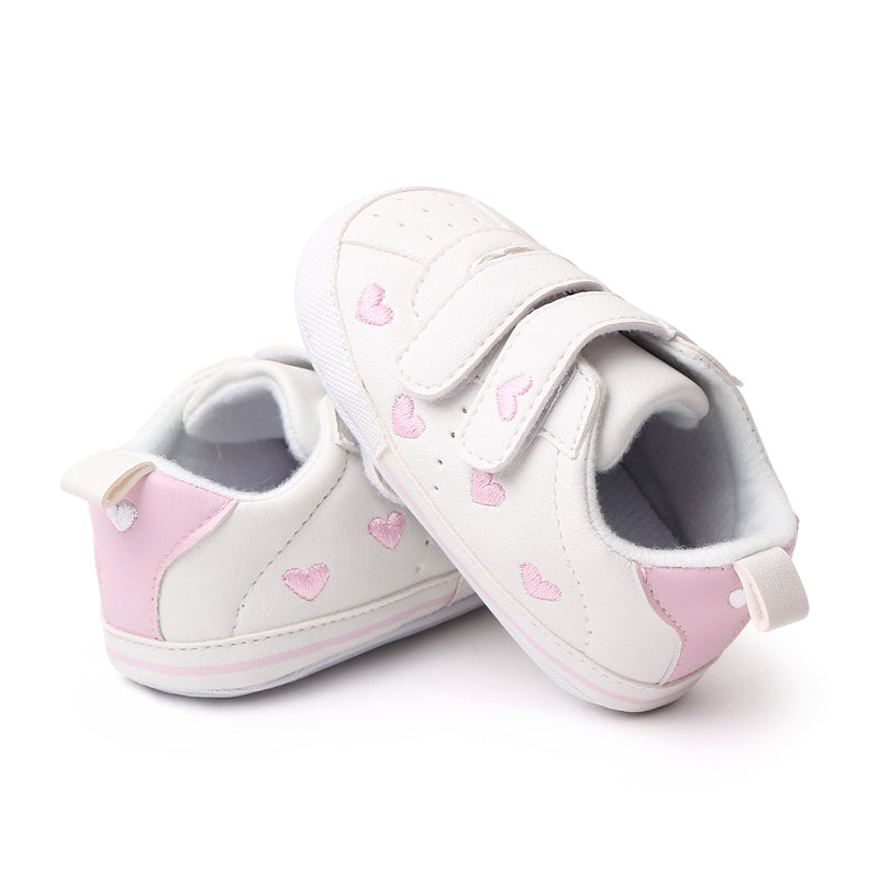 Baby Sneaker PU Leather Heart Star Non-slip Flats First Walking Shoes for Girls Boys