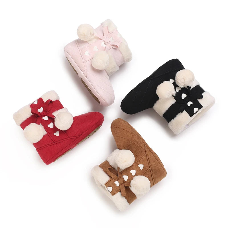 0-18M Lovely Warm Design Baby Girl Boy Toddler First Walkers Baby Shoes Soft Slippers Cute Shoes Winter Non-Slip Baby Warm Shoes