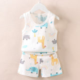 Children's Clothing Print Sleeveless Tops Shorts Cute Breathable Kids Summer Vest Shorts Set Tank Top for Baby Clothing Children