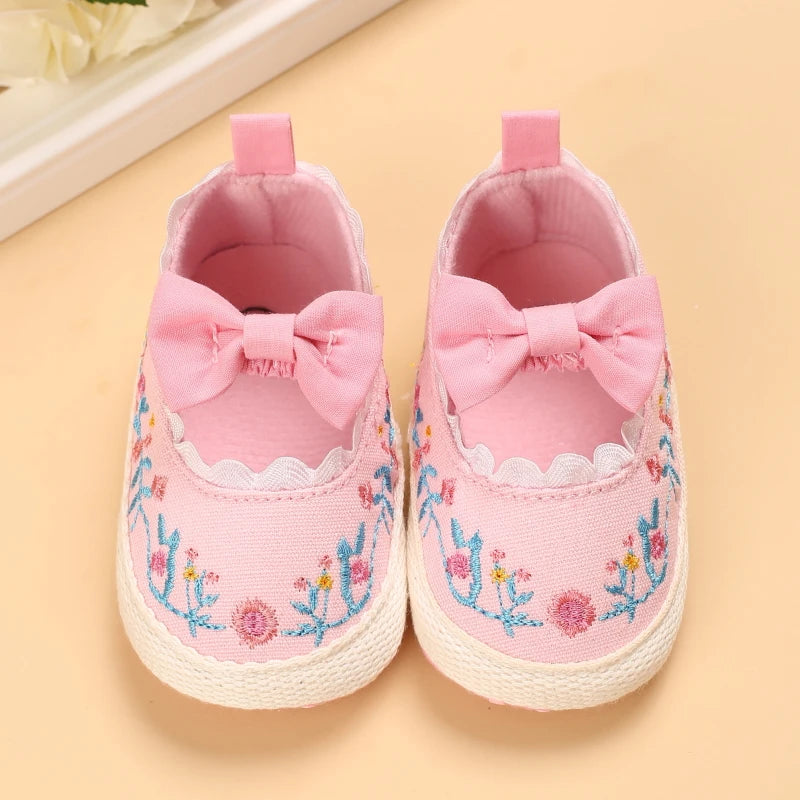 Baby Girl Shoes White Lace Floral Embroidered Soft Shoes Prewalker Walking Toddler Kids Shoes First Walker