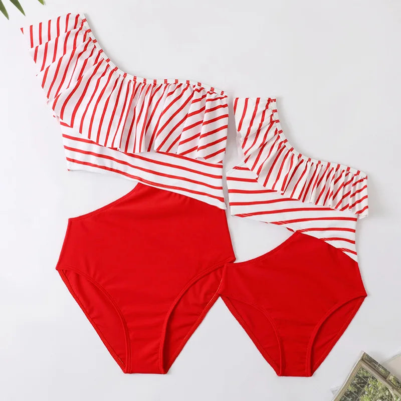 Mother Kids Girls Swimsuit Swimming Clothing Women Beach Bikini Bathing Suit Family Matching Swimwear Mummy Daughter Beachwear