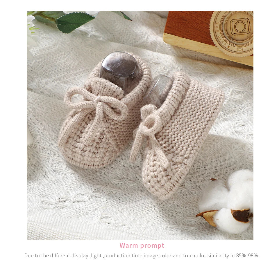 Newborn Baby Shoes Knitted Infant Boys Girls First Boots Fashion Solid Toddler Kid Bed Footwear 0-18M Warm Clothing Accessories