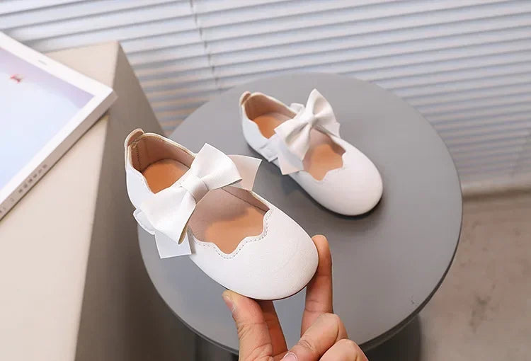 Girls Mary Jane Shoes Children Solid Color Bow Round-toe Bow 2024 New Kids Fashion Soft Moccasin Shoes Baby First Walker Shoes - Idrilay 