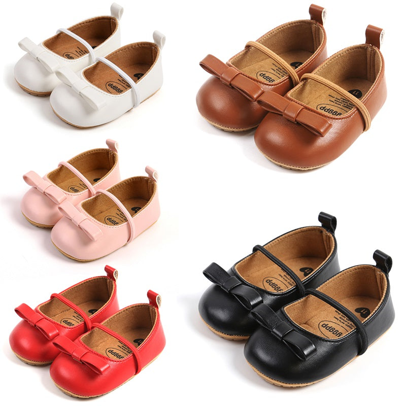 Infant Baby Girls Princess Shoes, Cute Bowknot Mary Jane Wedding Slippers Adorable Wedding Dress Shoes 0-18M