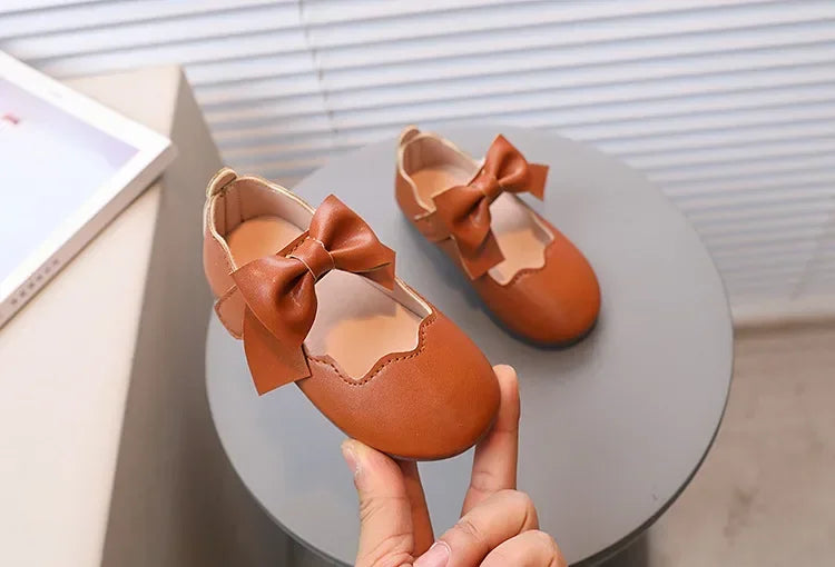 Girls Mary Jane Shoes Children Solid Color Bow Round-toe Bow 2024 New Kids Fashion Soft Moccasin Shoes Baby First Walker Shoes - Idrilay 