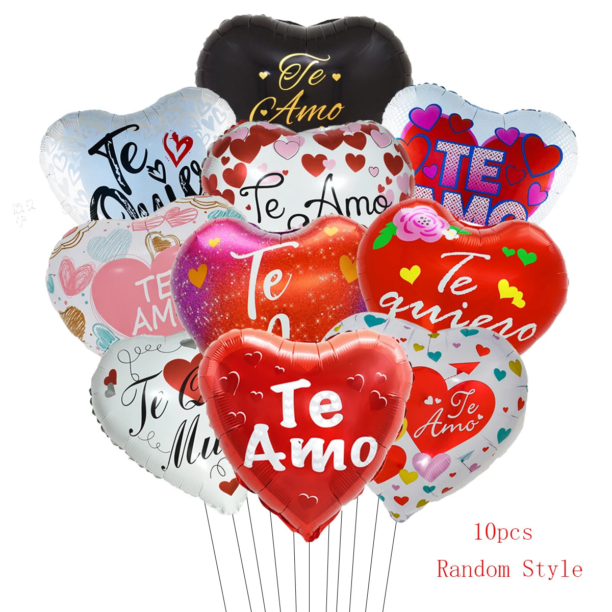 10pcs 18inch Valentine Spanish Love Heart Foil Balloons Te Amo Helium Balloon Wedding Valentine's Day Decorations Gifts - Idrilay 