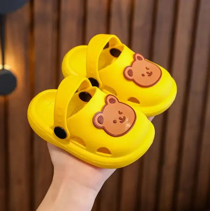 Two-Styles Baby Summer Shoes Cute Bear Baby Sandals Beach Bathroom Toddler Boys Girls Anti-slip Slippers Newborn Infant Sandals