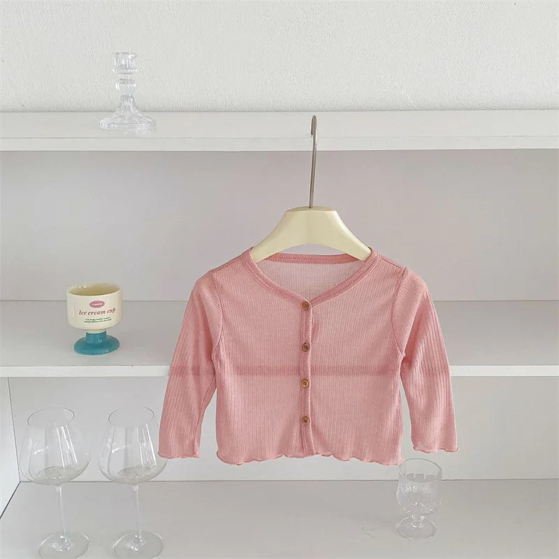 Summer Korean Children Clothing Breathable Soft Kids Casual Coat Baby Toddler Sunscreen Thin Cardigan Toddler Girls Boys Outwear