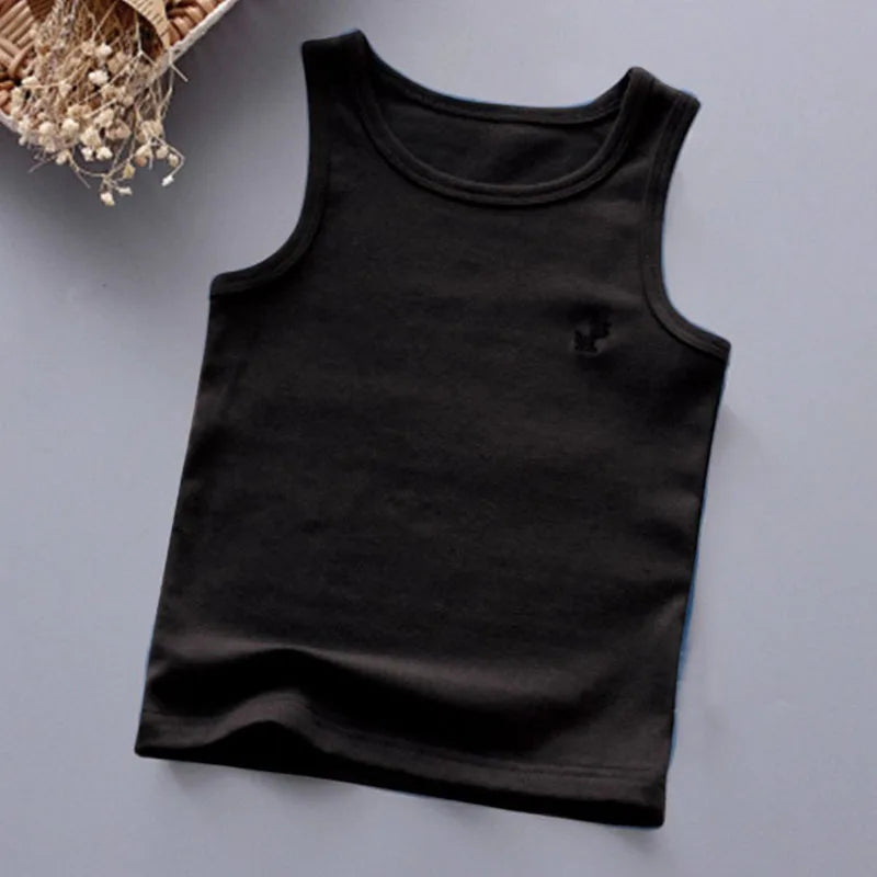 Fashion Children T-shirts for Girls Candy Color Baby Boys Graphic Tee Cotton Vest Tops Kids Summer Clothes Sleeveless T-Shirt - Idrilay 