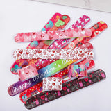 12Pcs Sweet Heart Love Slap Bracelets Valentine's Day Wristbands for Wedding Birthday Party Favors Valentine Anniversary Gift - Idrilay 