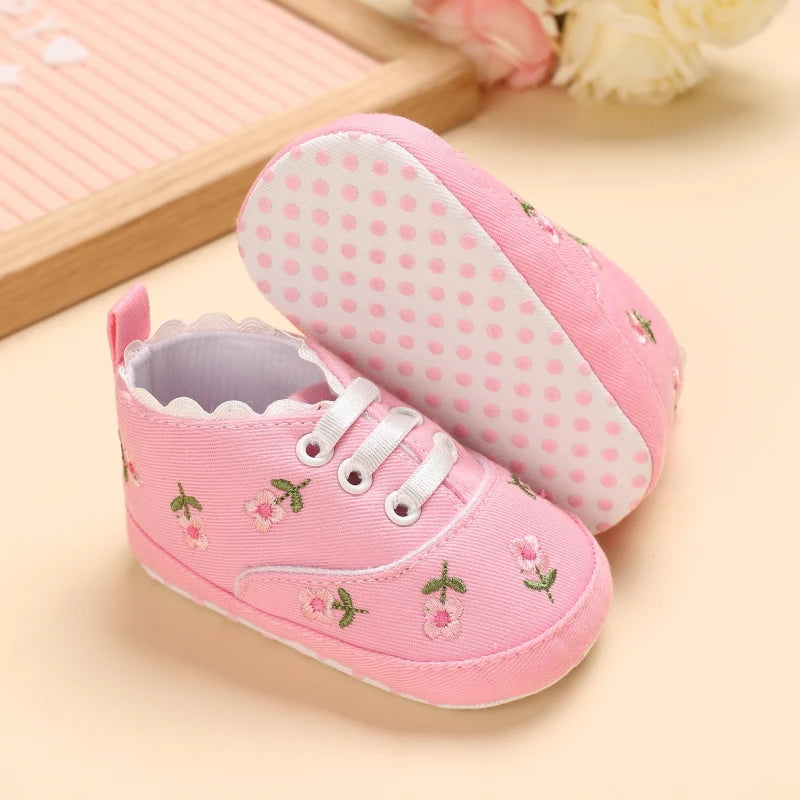 Baby Girl Shoes White Lace Floral Embroidered Soft Shoes Prewalker Walking Toddler Kids Shoes First Walker