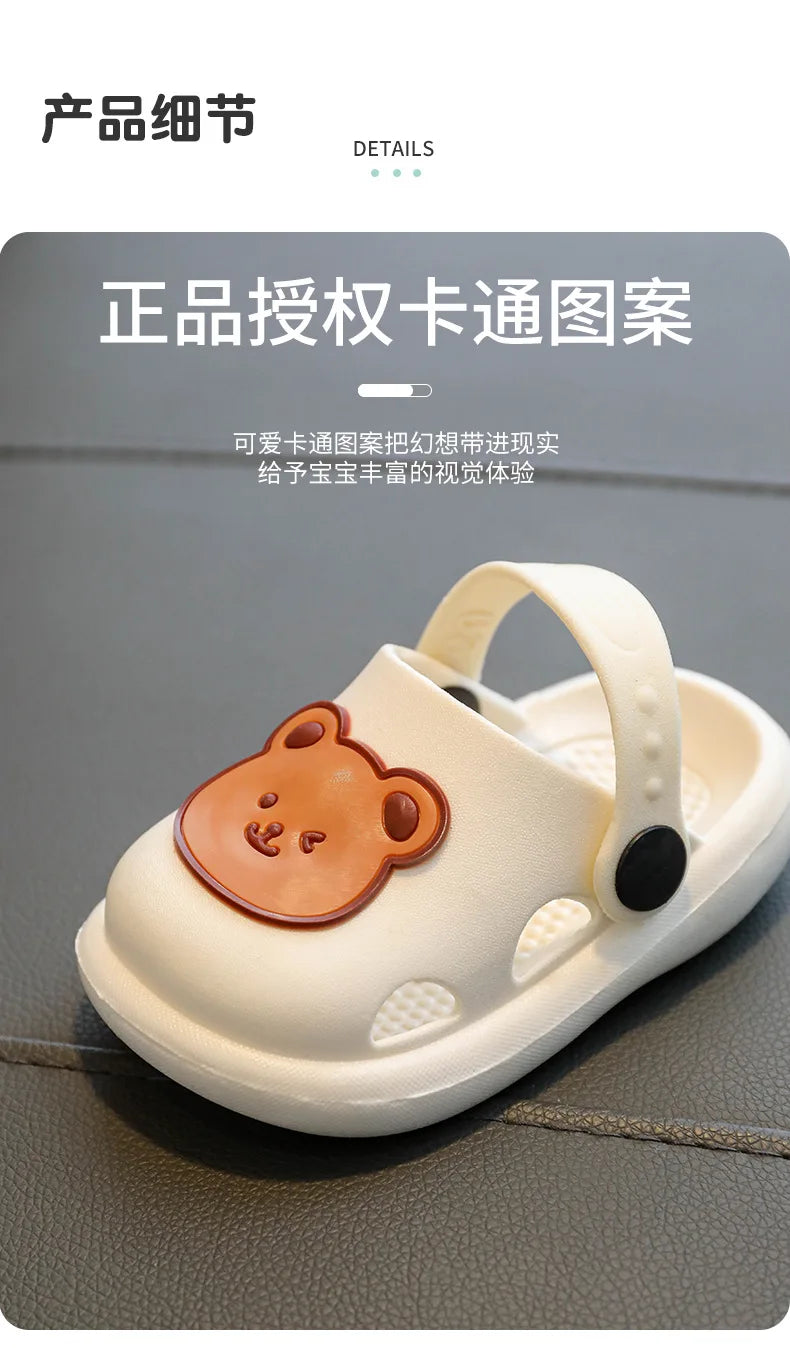 Two-Styles Baby Summer Shoes Cute Bear Baby Sandals Beach Bathroom Toddler Boys Girls Anti-slip Slippers Newborn Infant Sandals