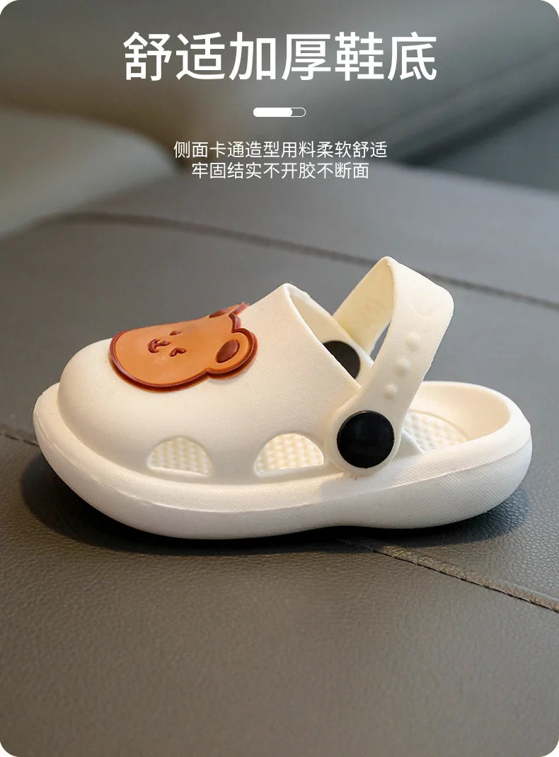 Two-Styles Baby Summer Shoes Cute Bear Baby Sandals Beach Bathroom Toddler Boys Girls Anti-slip Slippers Newborn Infant Sandals