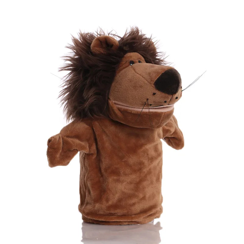 Stuffed Plush Animal Hand Puppet Finger Muppet Doll Toy Story Telling Educational Figure Decompressing Lion Monkey Gift for Kids