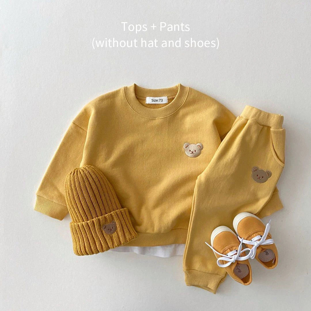 Fashion Toddler Baby Boys Girl Fall Clothes Sets Baby Girl Clothing Set Kids Sports Bear Sweatshirt Pants 2Pcs Suits Outfits - Idrilay 
