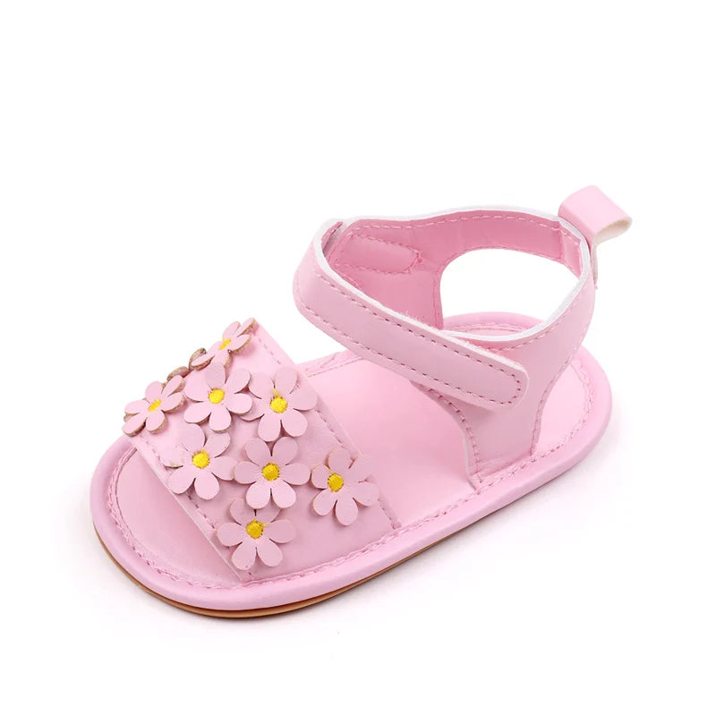 Baby Girl Shoes Cute Flowers Beautiful Sandals Summer Walking Infant Shoes 2024 New Fashion High Quality PU and TPR BHX3195