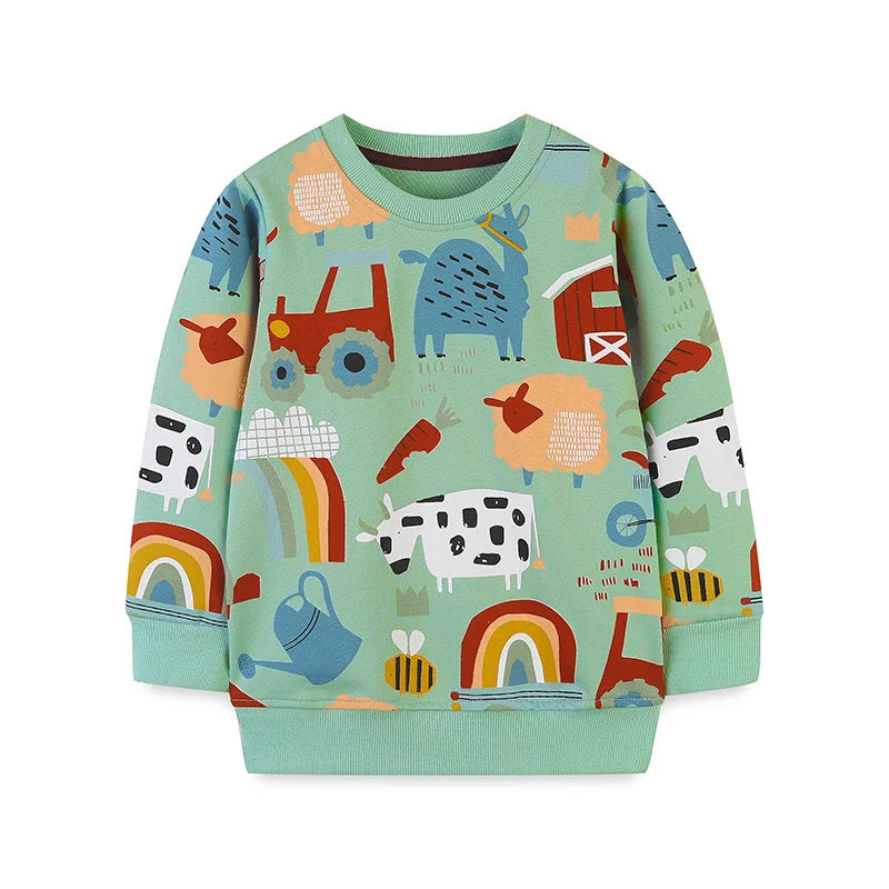 2-7T New Design Cotton Boys Sweatshirts Dinosaurs Fashion Children's Sport Shirts Long Sleeve Kids Autumn Spring Clothes