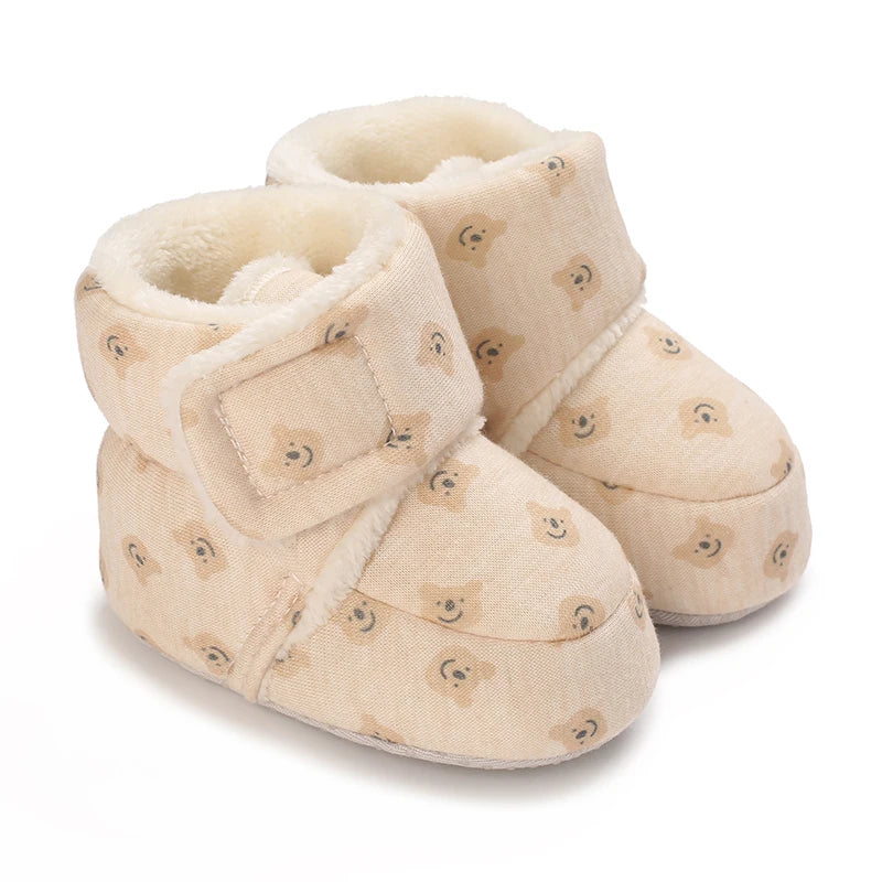 0-18M Lovely Warm Design Baby Girl Boy Toddler First Walkers Baby Shoes Soft Slippers Cute Shoes Winter Non-Slip Baby Warm Shoes