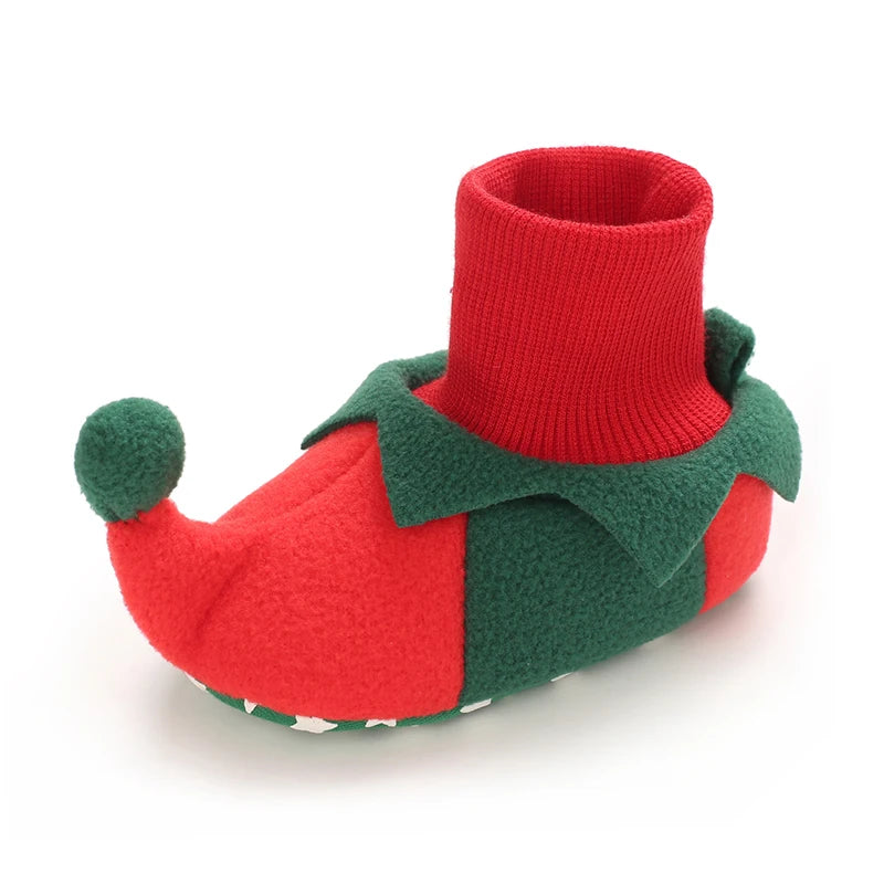 Cute Baby Boy Christmas Boots With Plush Insulation Suitable For 0-1 Year Old Girls Soft Soled and Comfortable Boots The first