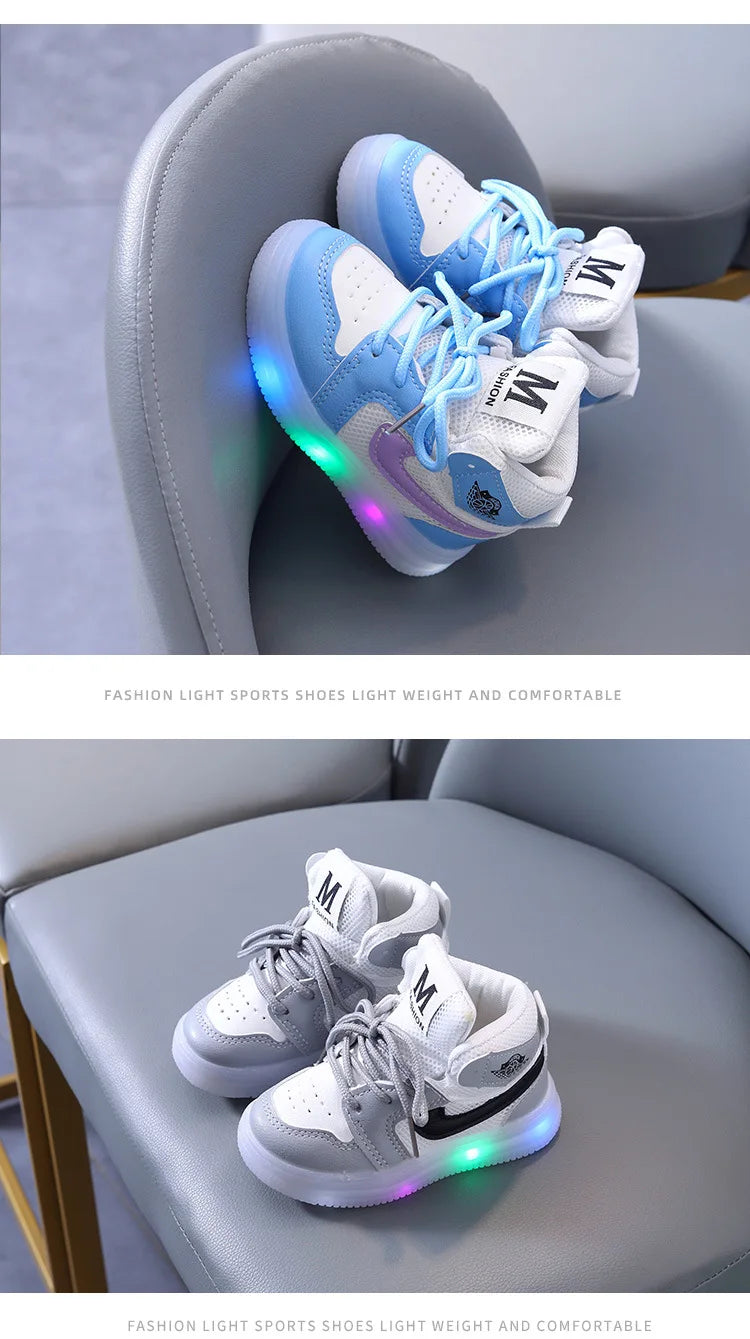 Boys Glowing Light Toddler Sneakers Children's Luminous Shoes Little Girls Board Sneakers Girls Shining Light Mesh Casual Shoes